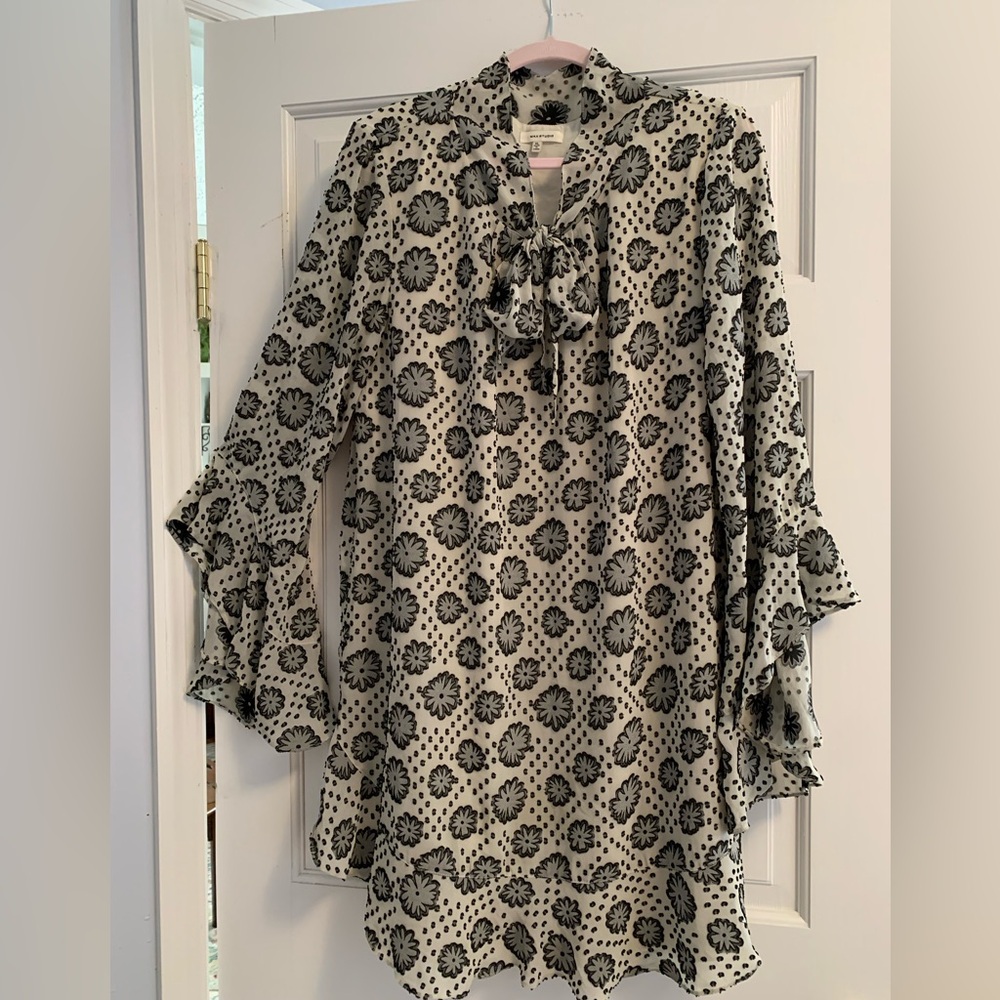 Max Studio Cream and Black Floral Dress/Tunic